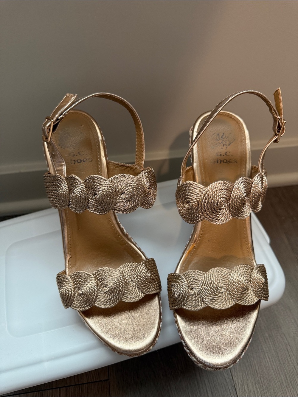 Gold Wedge Heels Sz 8